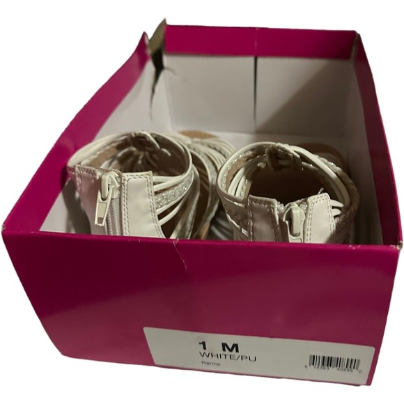 Olive & Edie Remie White Gladiator Strappy Zip Sandals Big Girl Size 1 Youth New - Picture 15 of 16